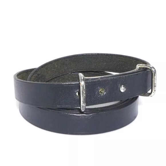 Auth HERMES Bracelet Black/Silver Leather/Metal - - Picture 1 of 10